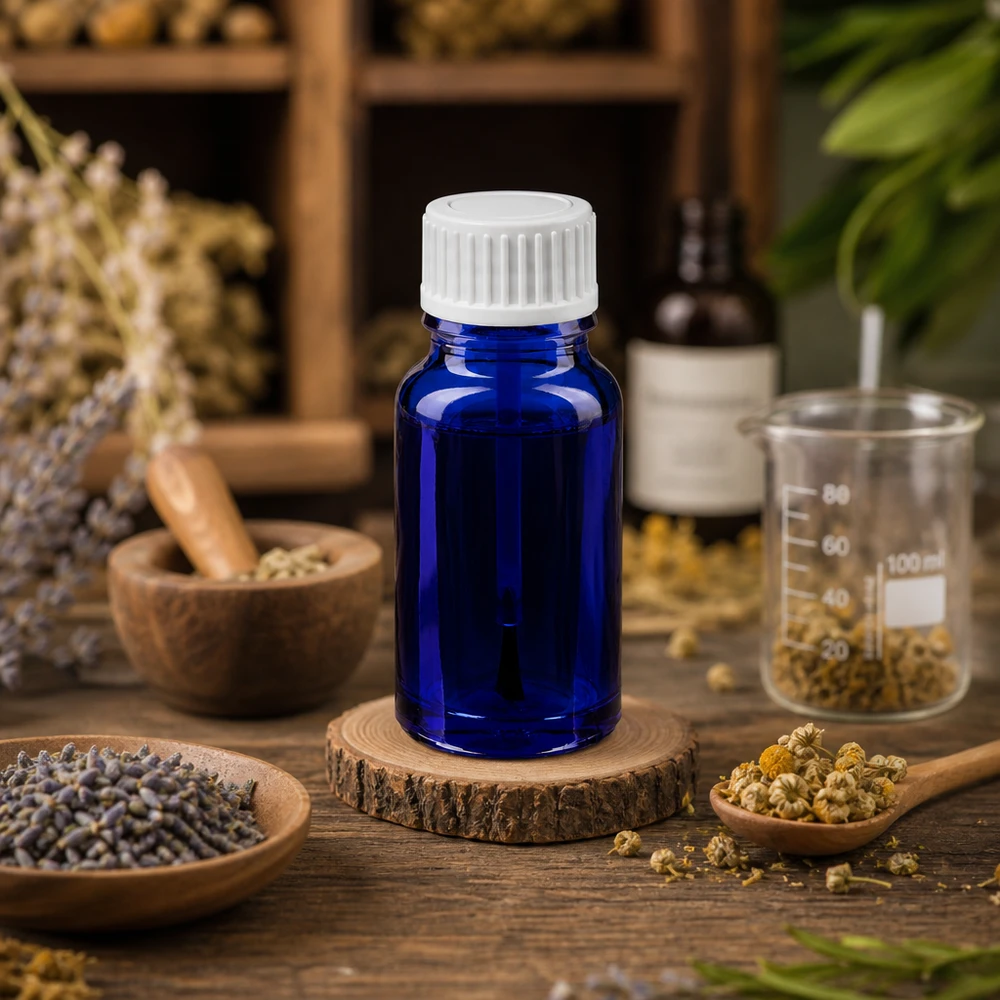 10 ml blå glasbørsteflaske af høj kvalitet til naturmedicin og aromaterapi