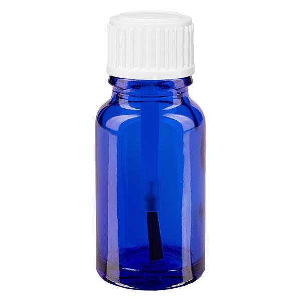 Apoteksflaske blå 10 ml skruelåg hvid børste Apoteksflaske blå 10 ml skruelåg hvid børste