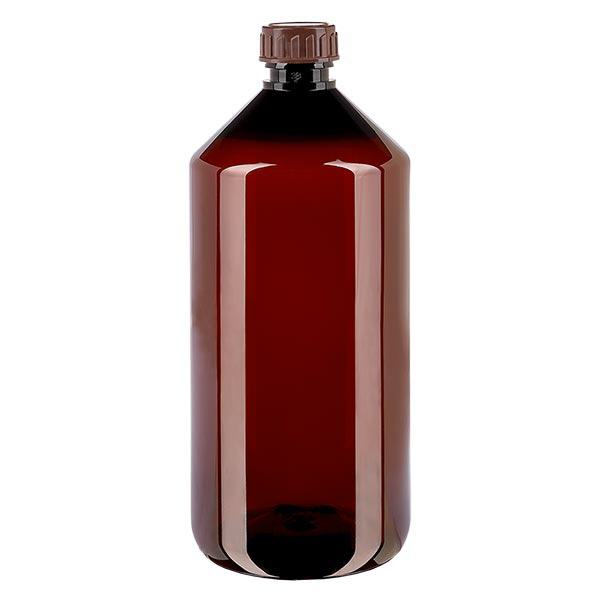 PET-flaske 1000 ml med brun hætte Standard PET-flaske 1000 ml med brun hætte Standard