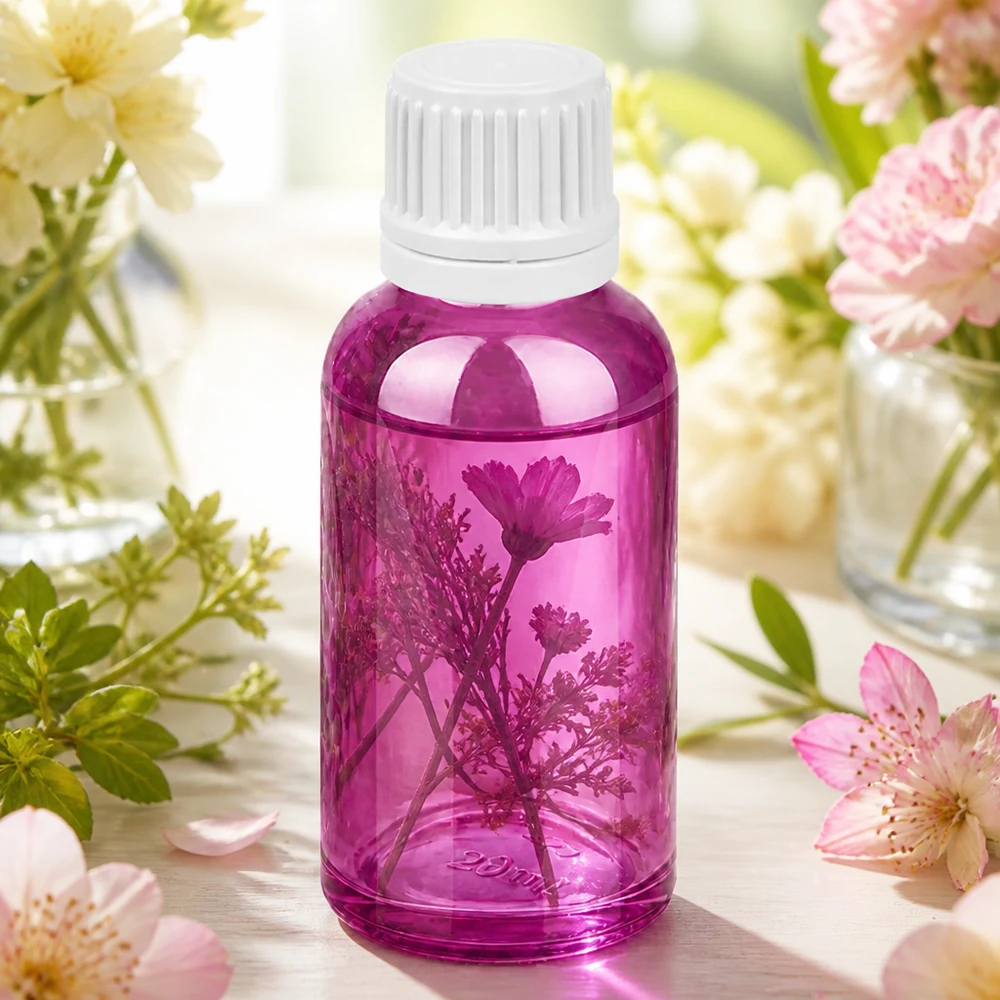 30 ml flaske med 11 mm åbning i violet, perfekt til præcis dosering af plejeolier