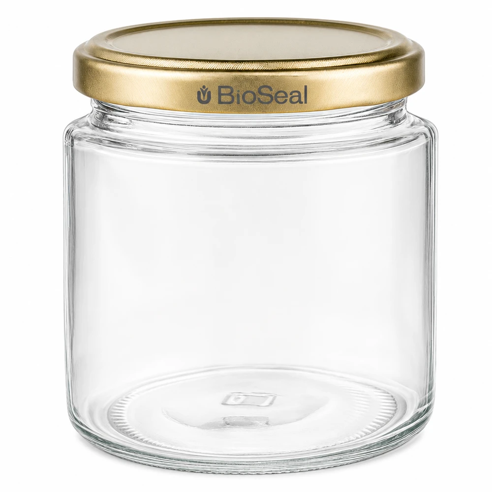 350 g honningglas med gyldent BioSeal UNiTWIST-låg 350 g honningglas med gyldent BioSeal UNiTWIST-låg