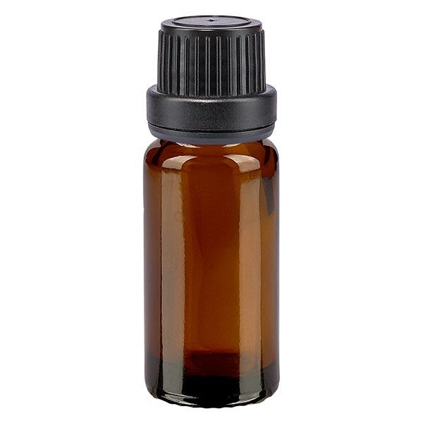 Apoteksflaske brun 10ml skruelåg sort tæt OV Apoteksflaske brun 10ml skruelåg sort tæt OV
