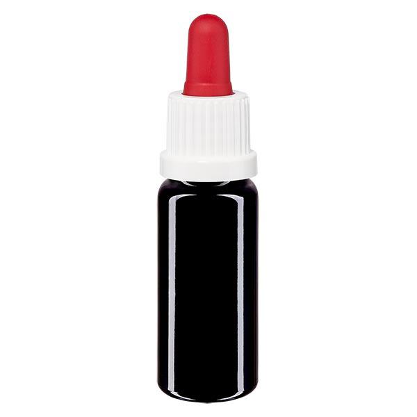 Apoteksflaske viol. 10ml pipette hvid/rød OV Apoteksflaske viol. 10ml pipette hvid/rød OV