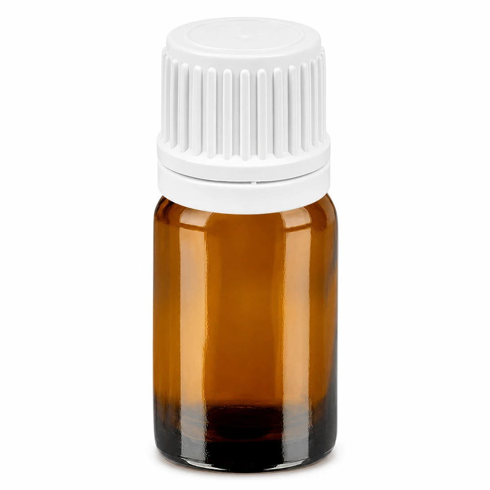 5 ml Dropperflaske 0,7 mm hvid OV BrownLine UT18/5 5 ml dråbeflaske brun med hvid hætte til præcis dosering af væsker