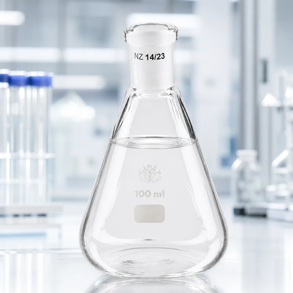 Erlenmeyer-kolbe 100 ml med standard slebet led (14/23) Erlenmeyer-kolbe 100 ml med standard slebet led (14/23)