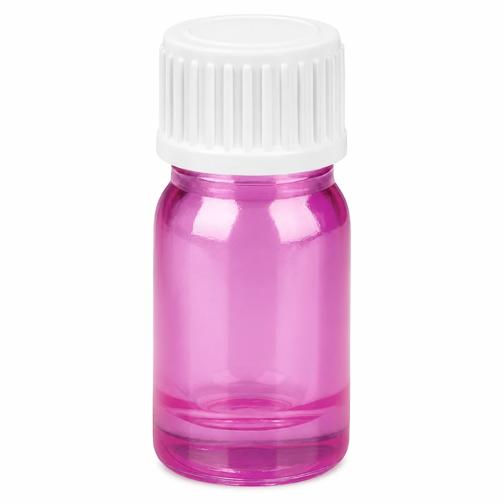 5 ml dråbeflaske 0,9 mm hvid standard PurpleLine UT18/5 5 ml dråbeflaske lilla transparent med hvidt skruelåg UT18/5 PurpleLine