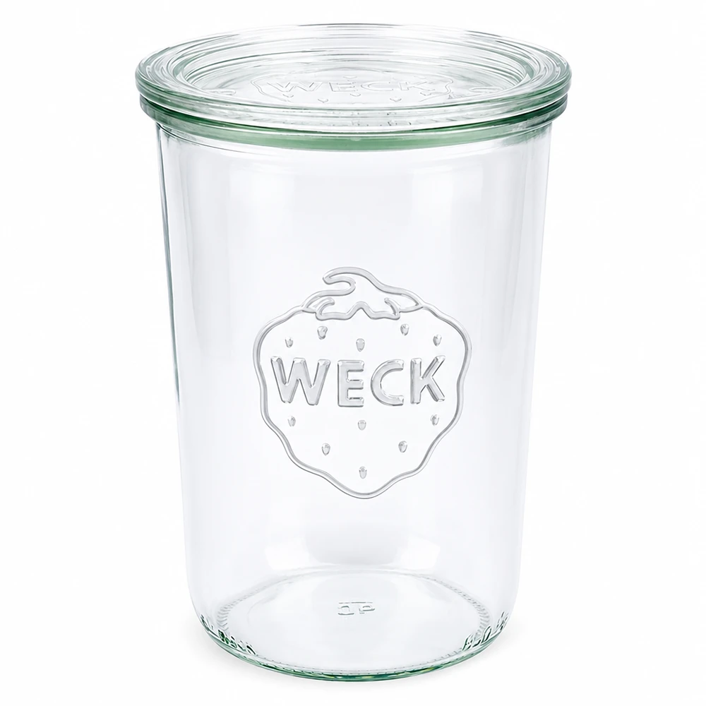 850 ml krukke med glaslåg WECK RR100 WECK drikkeglas 850 ml med glaslåg RR100 konservesglas transparent med WECK-logo til konservering