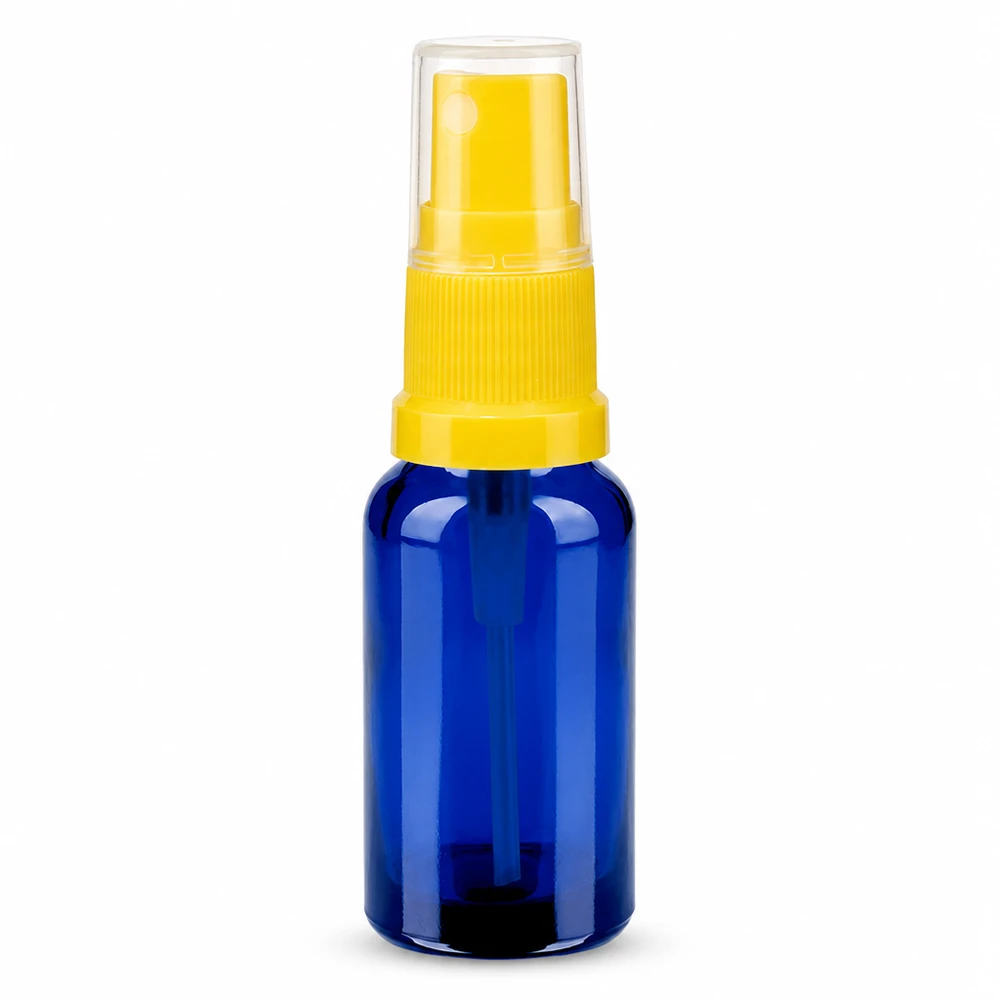 20 ml sprayflaske blå transparent med gult sprayhoved STD BlueLine UT18/20