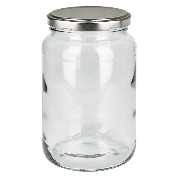 1700 ml rund krukke + BasicSeal-låg sølvmat UNiTWIST