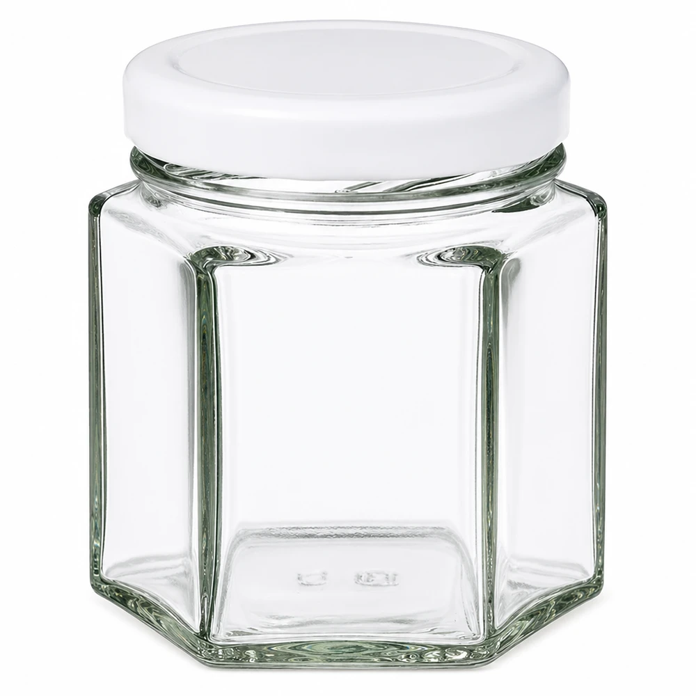 47 ml hexa-krukke med BasicSeal-låg hvid UNiTWIST 47 ml hexa-krukke med BasicSeal-låg hvid UNiTWIST