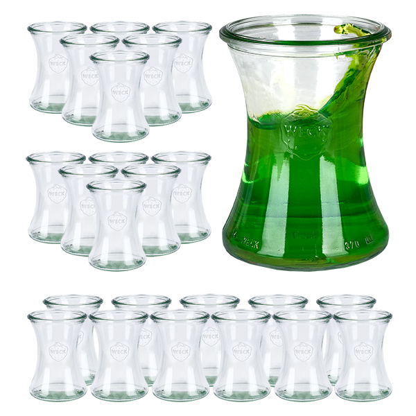 Sæt med 24 Weck-krukker 370 ml delikatesse-krukke Sæt med 24 Weck-krukker 370 ml delikatesse-krukke