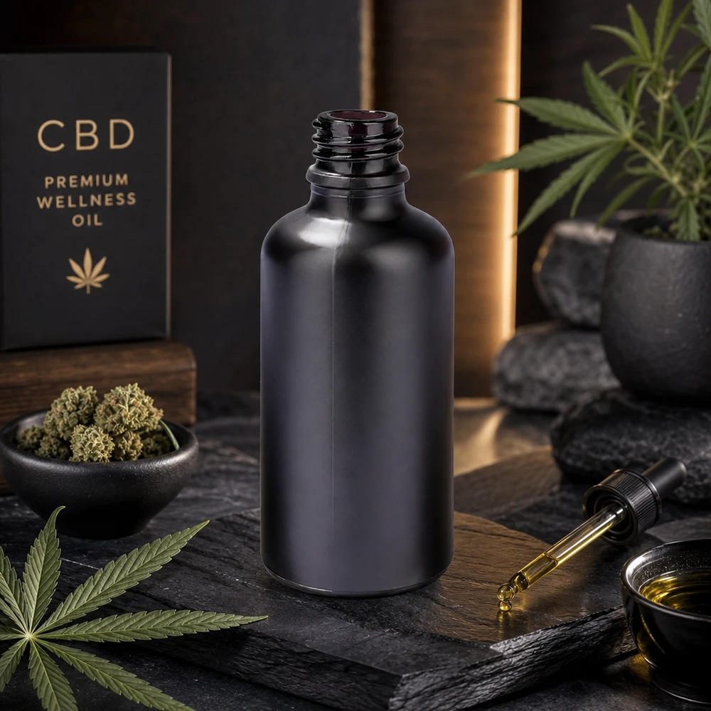 50 ml apoteksflaske BlackLine UT18/50 UNiTWIST Premium 50 ml apotekerflaske BlackLine UT18/50 UNiTWIST til professionel påføring af CBD-olie