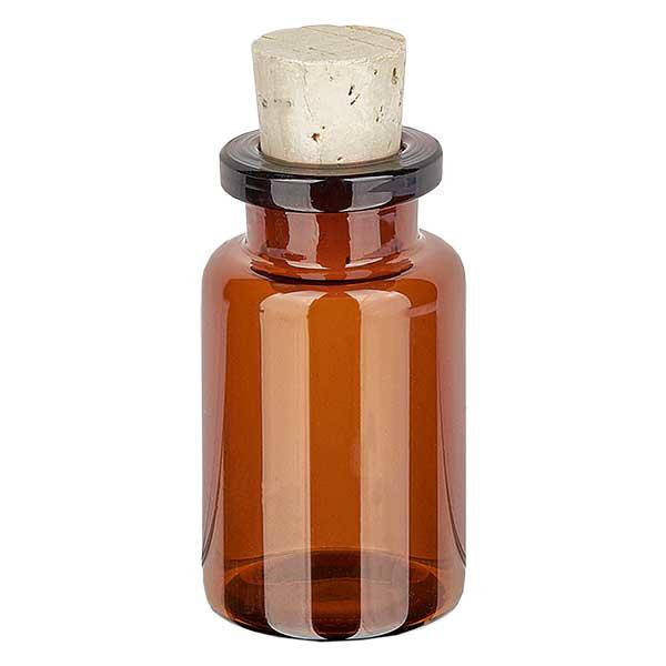 Flaske ravfarvet glas 10ml med kork 11/14mm Flaske ravfarvet glas 10ml med kork 11/14mm