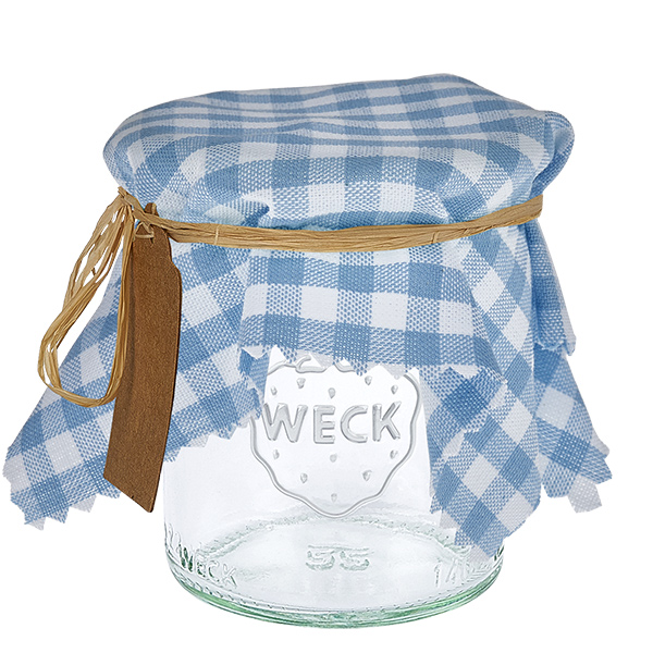 Stofdækkeserviet lyseblå ternet 150x150mm firkantet