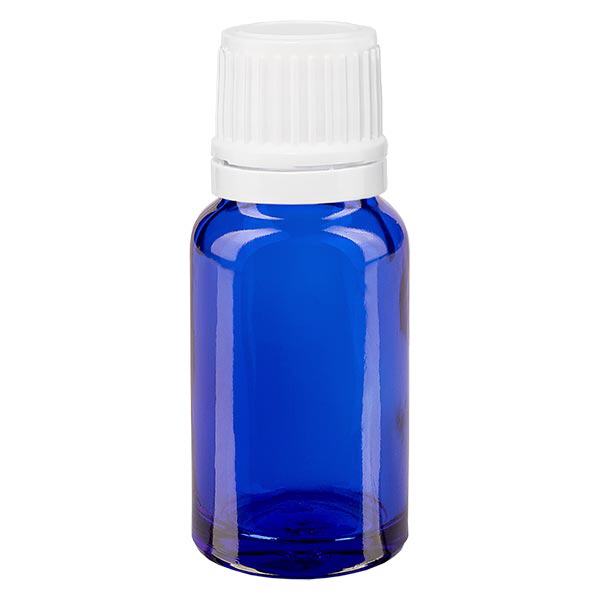 Apoteksflaske blå 10 ml skruelåg hvid OV Apoteksflaske blå 10 ml skruelåg hvid OV