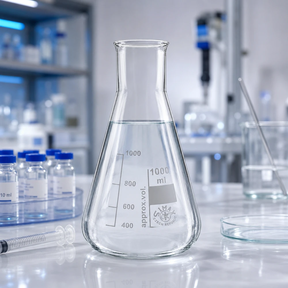 Erlenmeyer-kolbe 1000 ml med bred hals Erlenmeyer-kolbe 1000 ml med bred hals