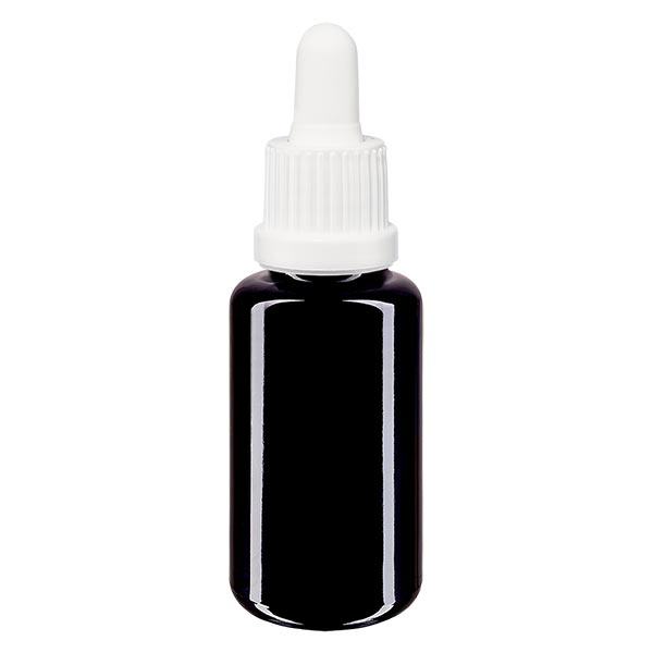 Apoteksflaske viol. 20ml pipette hvid OV