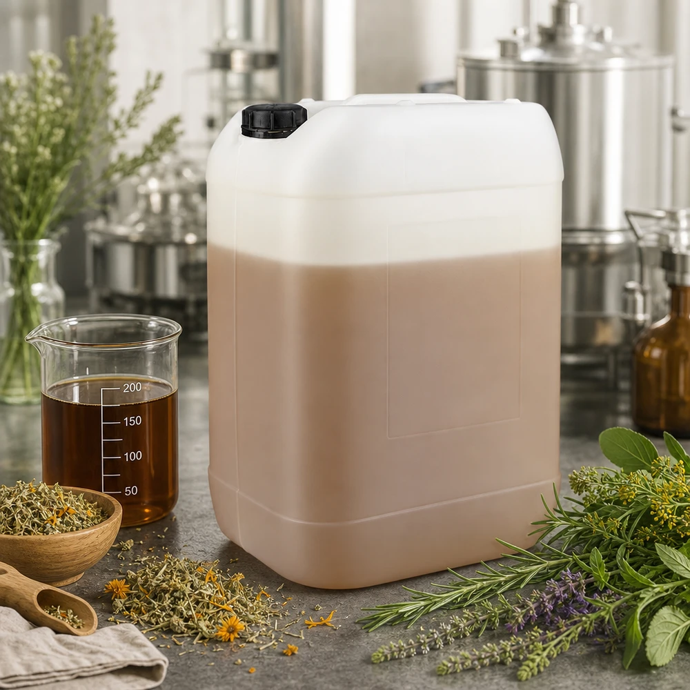 Beholder 25 liter med skruelåg OV 25-liters dunk med urteekstrakt og original lukning til naturbaserede væsker