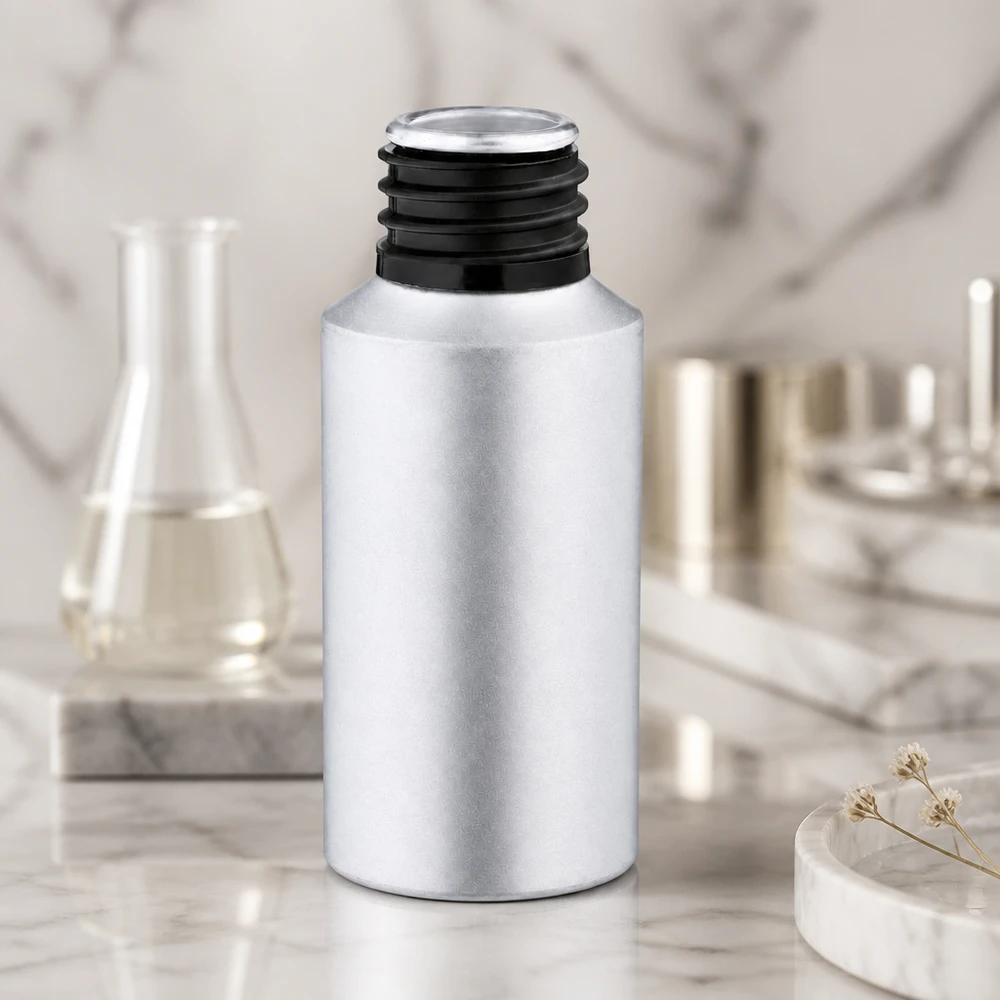 30 ml farvet aluminiumsflaske Lille 30 ml aluminiumsflaske med sort skruelåg til aromaterapi og naturkosmetik
