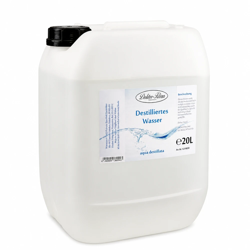 20 liter destilleret vand Doktor Klaus 20 liter Doctor Claus destilleret vand i hvid plastbeholder med sort låg