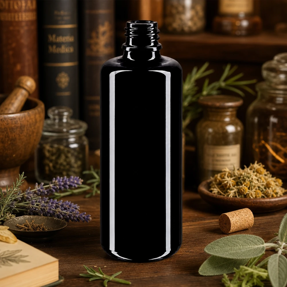 Flaske i violet glas 50 ml DIN 18 (Mironglas) 50 ml violet glasdråbeflaske Orion Miron ideel til aromaterapi, urteekstrakter og naturopati