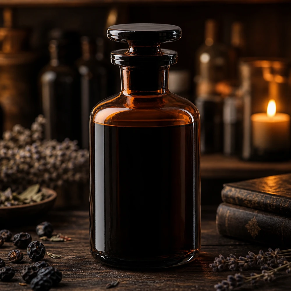 Rund skulderflaske 50 ml brun glasprop med smal hals Rundskulderflaske, 50 ml, brunt glas, med smal hals og glasprop til apotek og homøopati