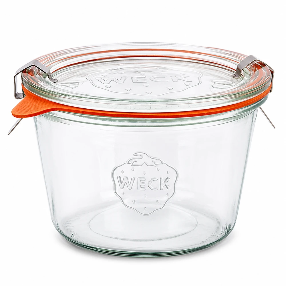 370 ml Briller komplet WECK RR100 WECK-glas 370 ml RR100 med glaslåg og orange gummiring - komplet sæt til konservering og indpakning