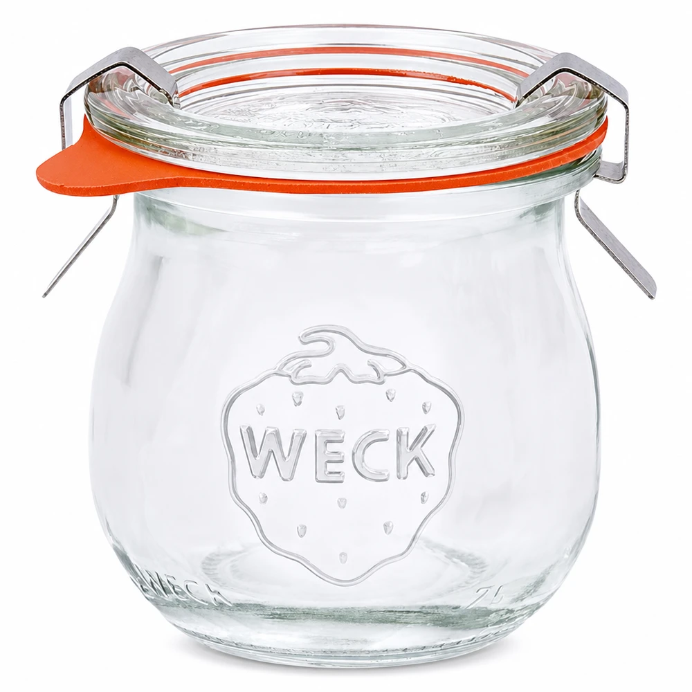 WECK tulipankrukke 75ml RR40 med glaslåg og orange gummiring Konserverings- og opbevaringskrukke