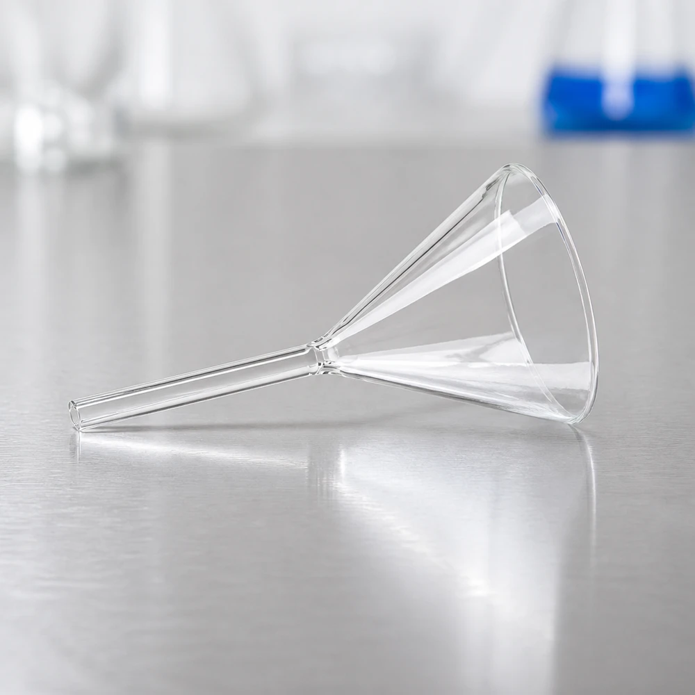 Tragt Ø 80 mm sodakalk, vinkel 60°, kort model Robust laboratorietragt af sodakalkglas med kompakt design, der sparer plads ved opbevaring