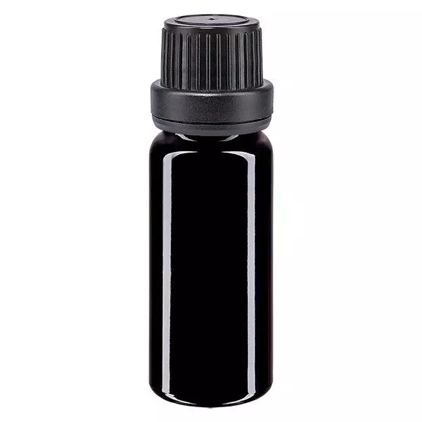 Apoteksflaske viol. 10ml skruelåg sort tæt OV Apoteksflaske viol. 10ml skruelåg sort tæt OV