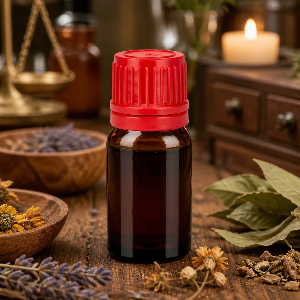 5ml flaske 11mm SV rød OV BrownLine UT18/5 Lille 5 ml glasflaske med rød hætte, ideel til DIY-kosmetik og naturopati