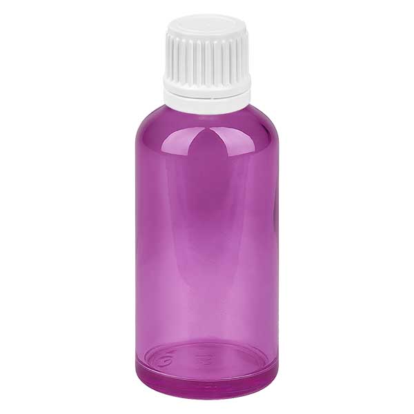 50 ml dråbeflaske 0,7 mm hvid Originality skruelåg PurpleLine UT18/50