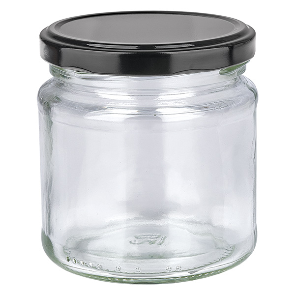 212 ml rund krukke med BasicSeal-låg sort UNiTWIST