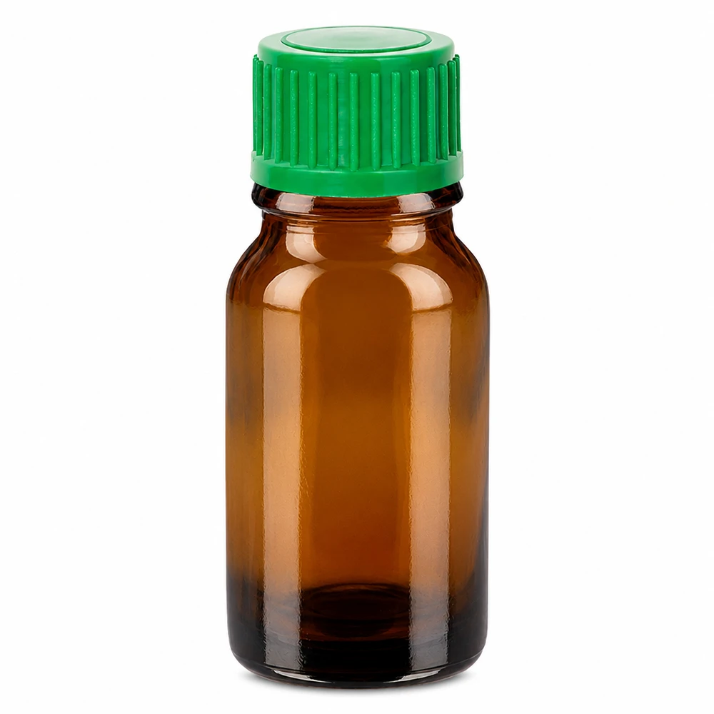 10 ml Dropperflaske 0,8 mm grøn STD BrownLine UT18/10 10 ml dråbeflaske brun med grøn hætte 0,8 mm åbning til præcis dosering
