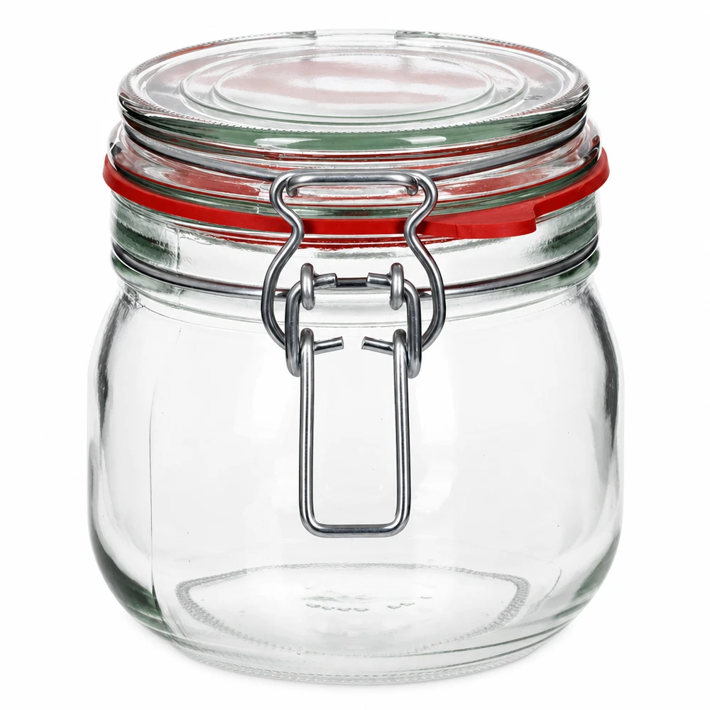 634 ml opbevaringsglas, type G, med bøjlelåg UN.. 634 ml opbevaringskrukke med svingtop til køkken og husholdning