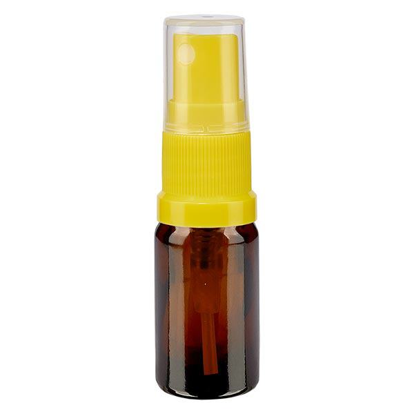 Apotekerflaske brun 5ml spraytilbehør gul Apotekerflaske brun 5ml spraytilbehør gul