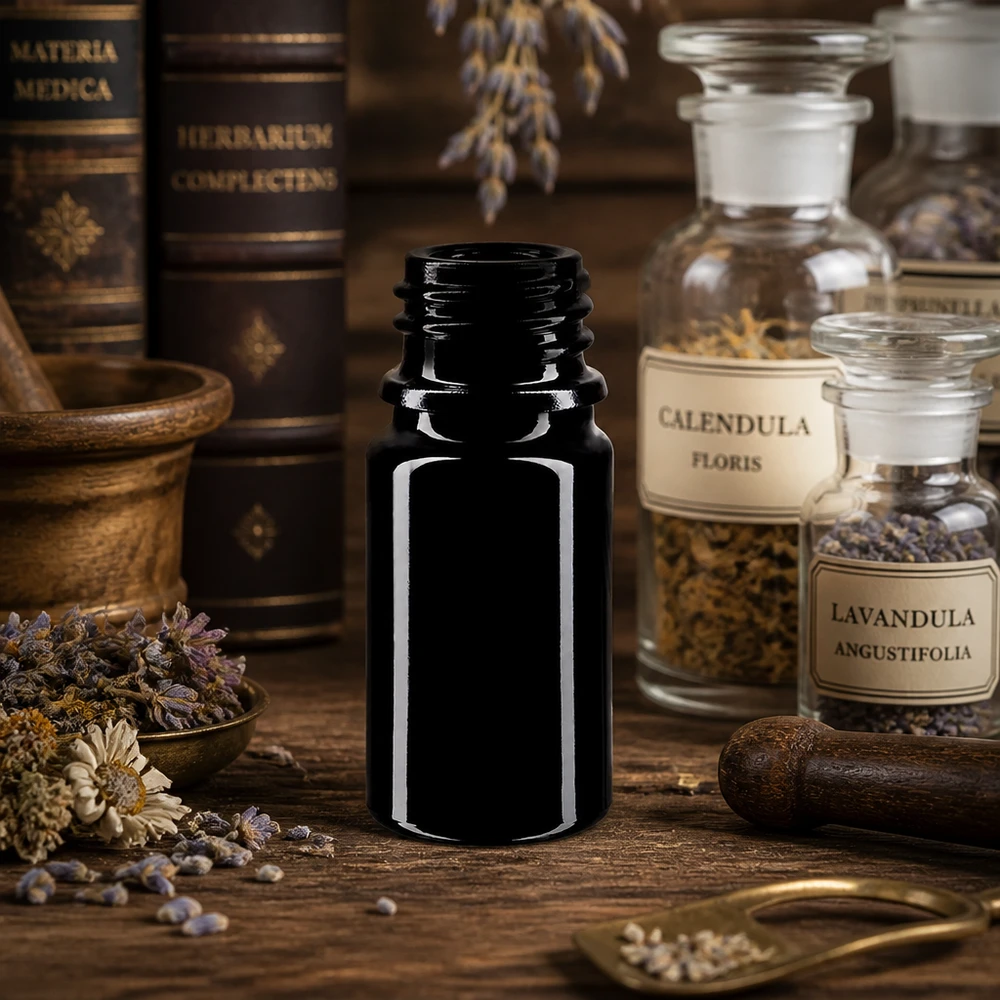 Violet glasflaske 5ml DIN 18 (Mironglas) Kompakt 5 ml Orion violet glasdråbeflaske - ideel til rejser og aromaterapi på farten