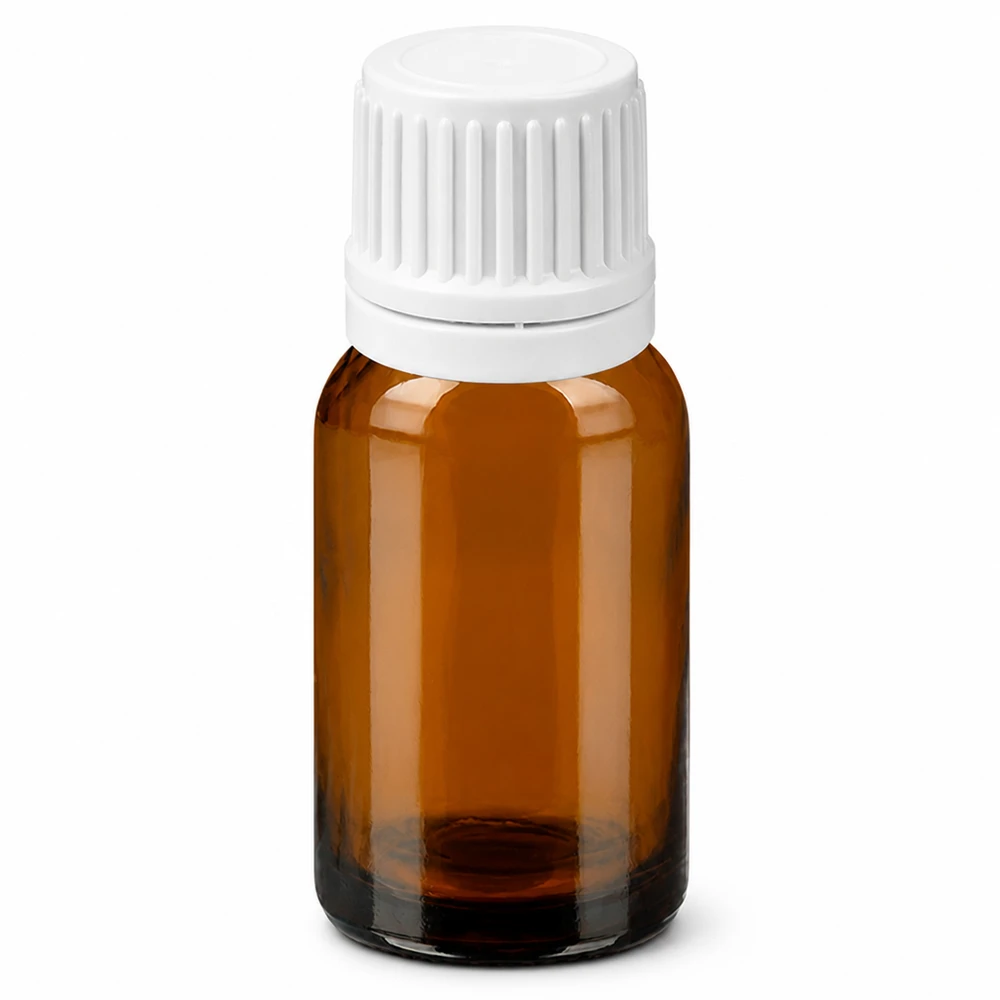 10 ml Dropperflaske 0,7 mm hvid OV BrownLine UT18/10 10 ml dråbeflaske brun med hvid hætte til præcis dosering