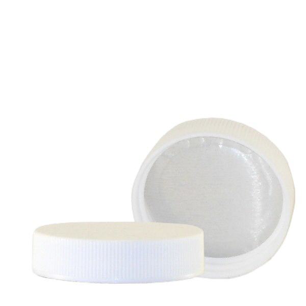 Skruehætte 45 mm hvid IHS til Petpacker. Rillet. Til PET-skruedåser med 45 mm gevind (art. nr. 104827, 104833, 104836, 104842).