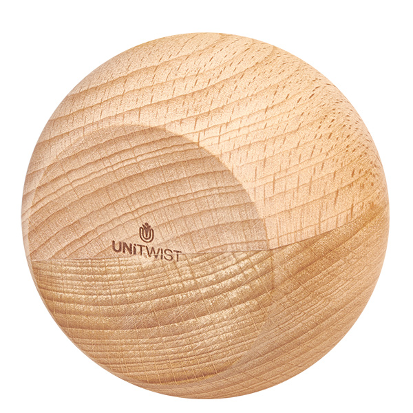 UNiTWIST trækugle (bøg) til WECK RR80 Enkelt UNiTWIST-kugle af bøgetræ med logo og naturlige træårer til WECK RR80-krukker