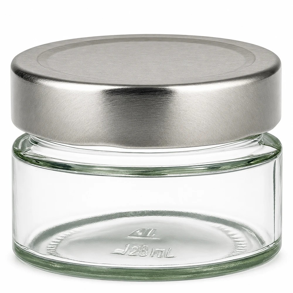 130 ml rund krukke med BasicSeal-låg sølv UNiTWIST 130 ml rund krukke med BasicSeal-låg sølv UNiTWIST