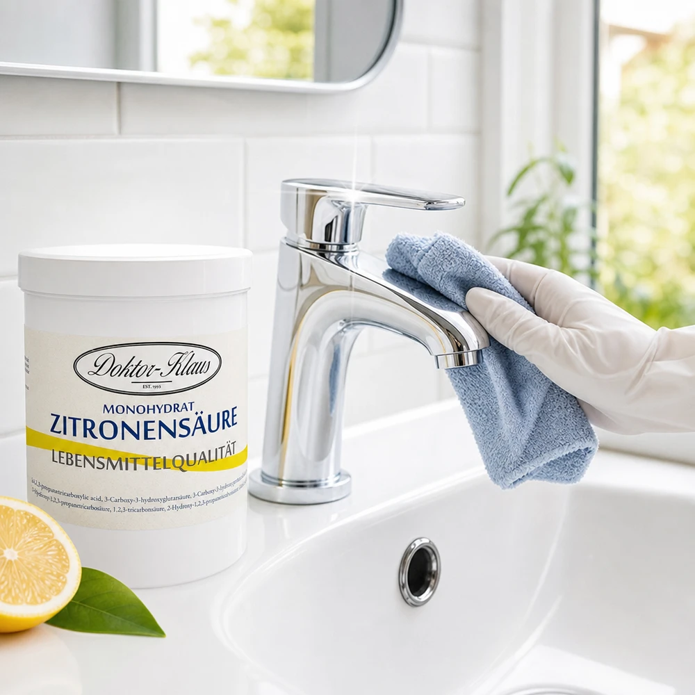 1000g citronsyre Doktor-Klaus Afkalker Doktor-Klaus citronsyre 1000g i fødevarekvalitet til rengøring af vandhaner i badeværelset