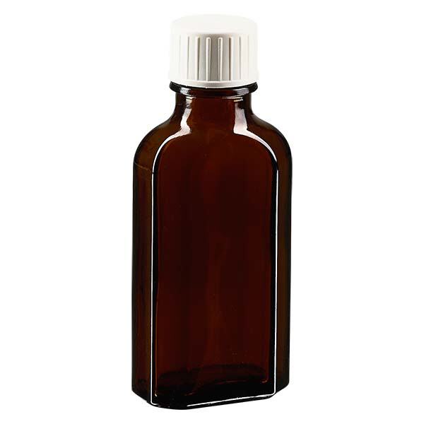 50 ml Meplat brunt skruelåg med hældering 50 ml Meplat brunt skruelåg med hældering