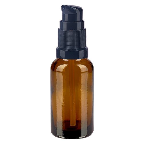 Apoteksflaske brun 20ml pumpehætte sort St Apoteksflaske brun 20ml pumpehætte sort St
