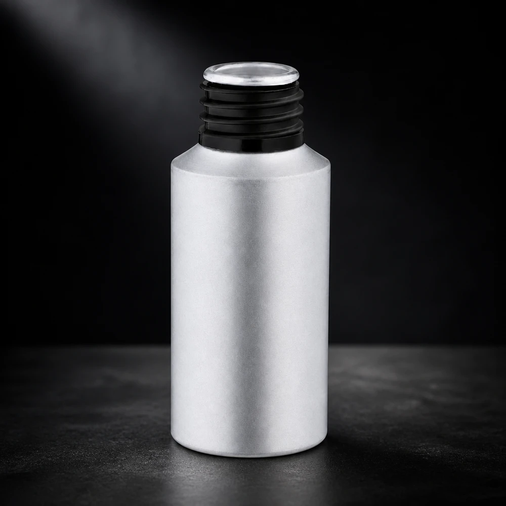 30 ml farvet aluminiumsflaske Cylindrisk 30 ml aluminiumsflaske med elegant design til førsteklasses kosmetiske produkter og serum.