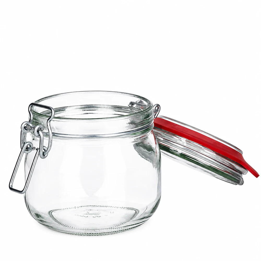 634 ml opbevaringsglas, type G, med bøjlelåg UN.. Einweckglas 634ml mit traditionellem Bügelverschluss aus robustem Klarglas