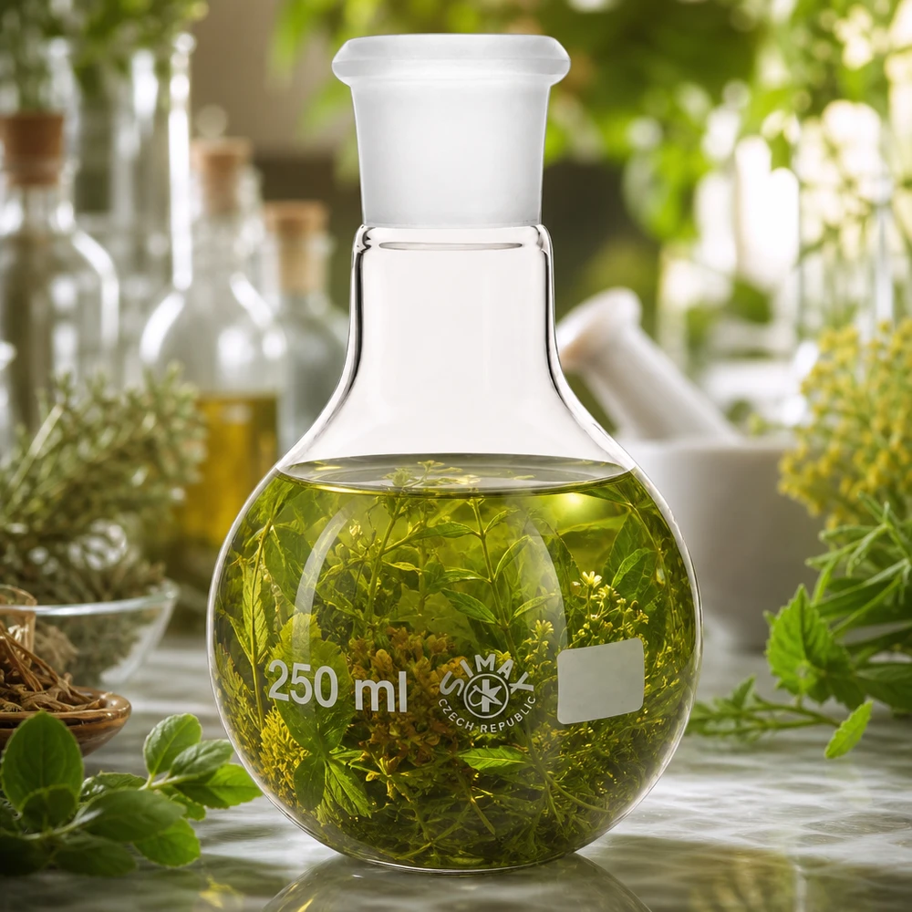 Stempel 250 ml med standard slebet led (29/32) Destillationskolbe 250 ml med standard slebet led 29/32 til urteekstrakter og botaniske anvendelser