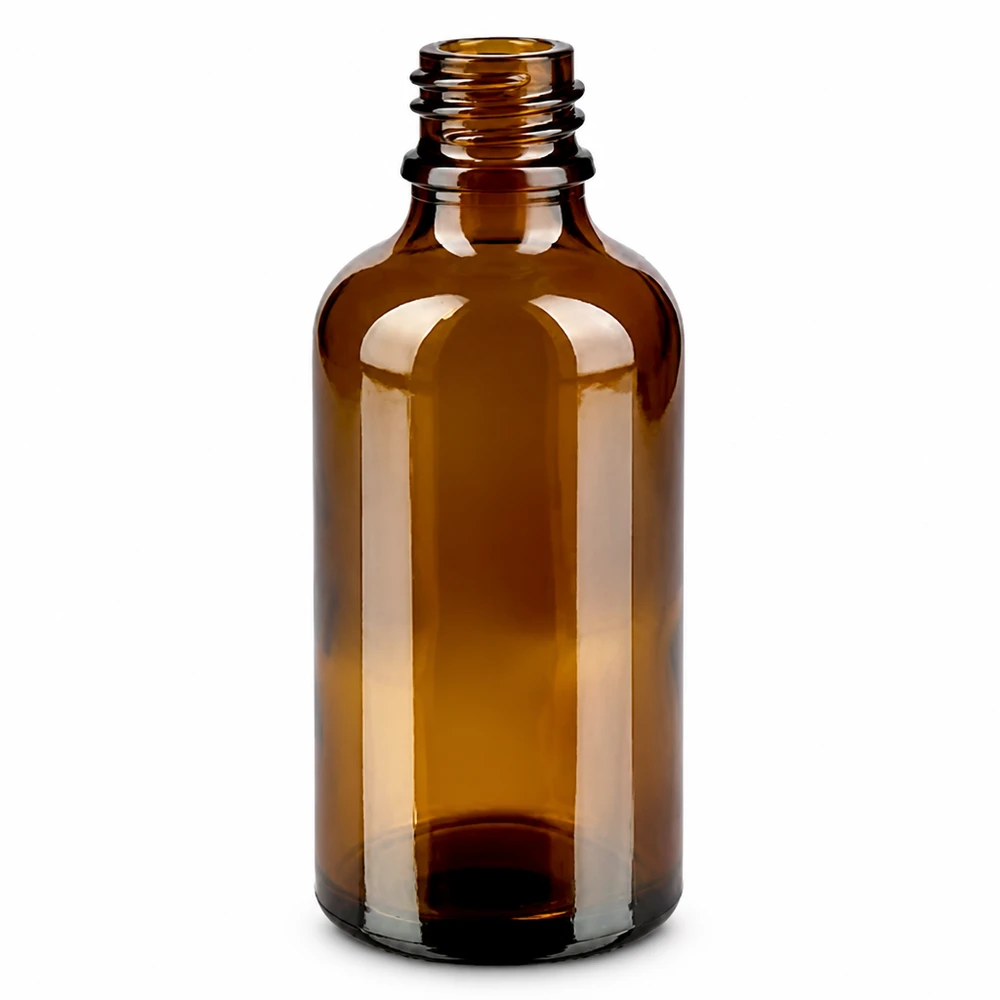 50 ml dråbeflaske 2 mm sort OV BrownLine UT18/50 Brun glasflaske 50 ml med 2 mm dråbehætte til præcis dosering af væsker