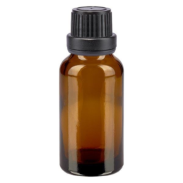 Apoteksflaske brun 20ml dryp v. Pr. 2mm sort OV Apoteksflaske brun 20ml dryp v. Pr. 2mm sort OV