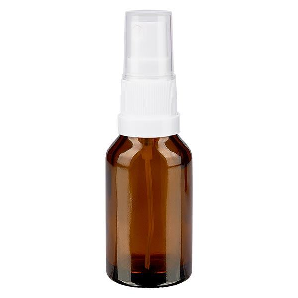 Apotekerflaske brun 30 ml spraytop hvid